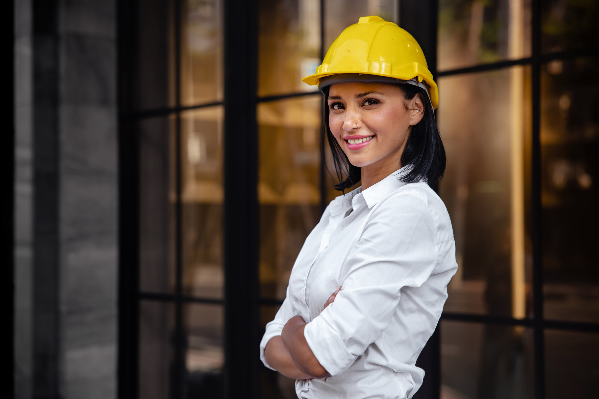 Woman Wearing a Hard Hat